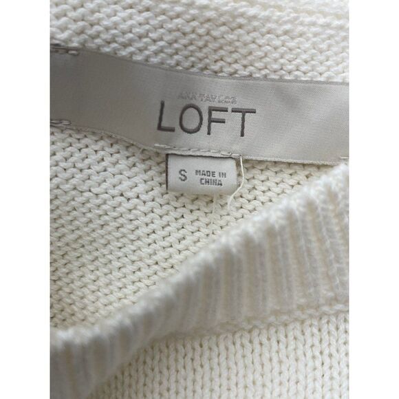 LOFT Ann Taylor Cream Cold Shoulder Sweater Size S NWT - Picture 11 of 11